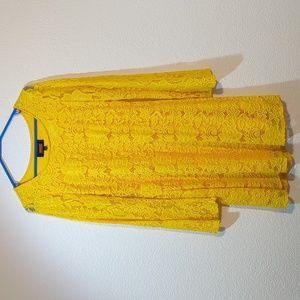 Alexia Admor Dress Yellow Women Med Laced Long Sleeved Lacey Slip on